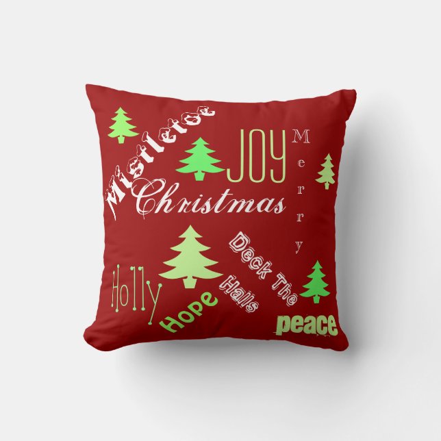 Christmas holiday tree wishes throw pillow (Front)