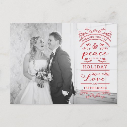 Christmas Holiday Typography Photo Postcard