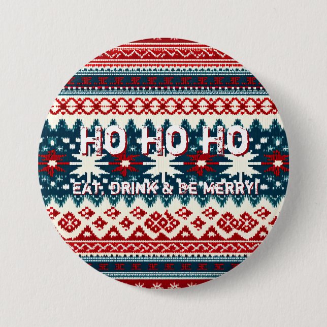 Christmas Holiday Ugly Sweater Party Button (Front)