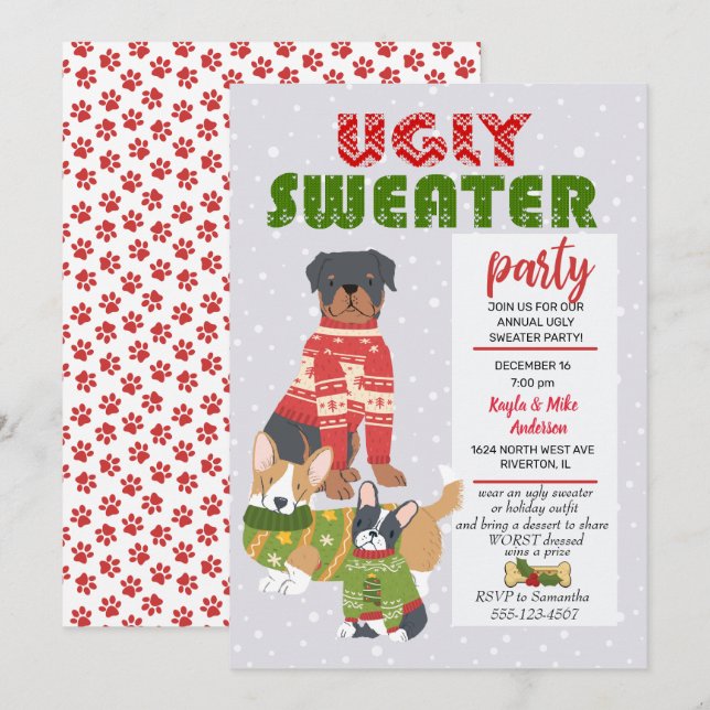 Christmas Holiday Ugly Sweater Party Invitation (Front/Back)