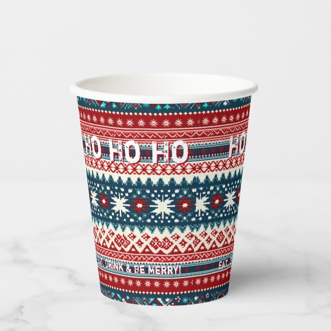 Christmas Holiday Ugly Sweater Party Paper Cups (Front)