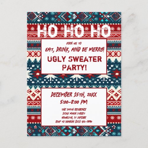 Christmas Holiday Ugly Sweater Party Postcard