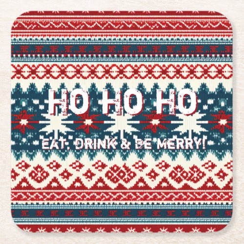 Christmas Holiday Ugly Sweater Party Square Paper Coaster