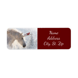 Christmas Holiday Unicorn Cardinal Return Address Label