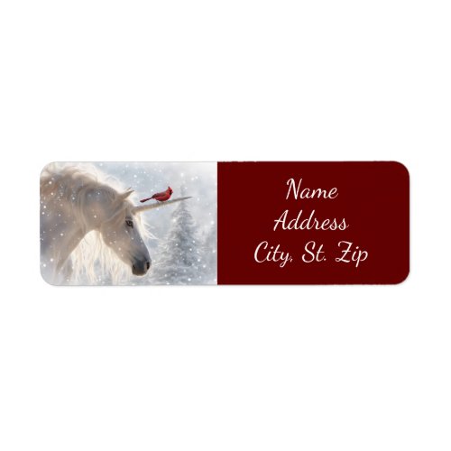Christmas Holiday Unicorn Cardinal Return Address Label