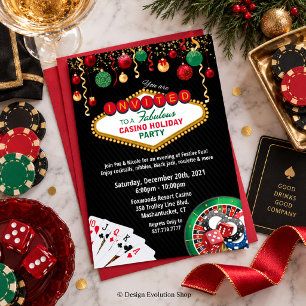 Christmas Holiday Vegas Casino Party Invitation