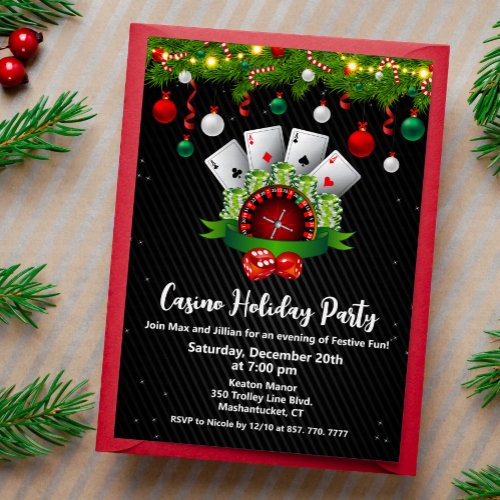 Christmas Holiday Vegas Casino Party Invitation