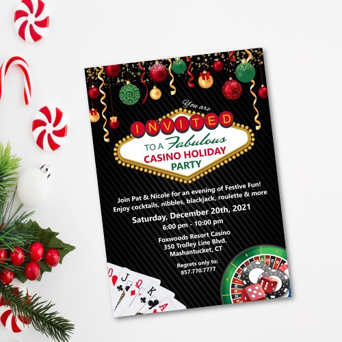 Christmas Holiday Vegas Casino Party Invitation