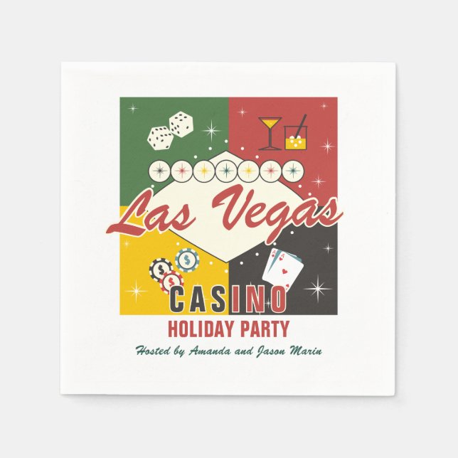 Christmas Holiday Vegas Casino Poker Night Party Napkins (Front)