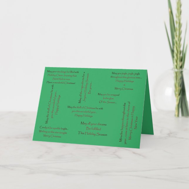 Christmas Holiday Verse Green Fancy Folded Card (Front)