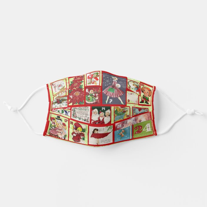 Christmas Holiday Vintage Advent Calendar Adult Cloth Face Mask