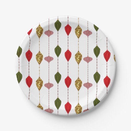 Christmas Holiday Vintage Modern Glam Ornaments Paper Plates