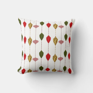 Christmas Holiday Vintage Modern Glam Ornaments Throw Pillow