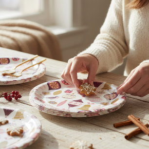Christmas Holiday Vintage Retro Decorations Bauble Paper Plates