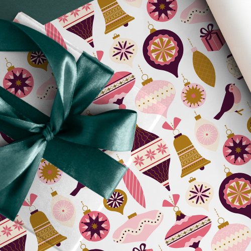 Christmas Holiday Vintage Retro Decorations Bauble Wrapping Paper
