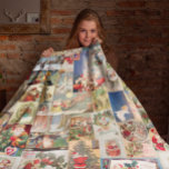 Christmas Holiday Vintage Santa Postcard  Fleece Blanket<br><div class="desc">This design may be personalized by choosing the Edit Design option. You may also transfer onto other items. Contact me at colorflowcreations@gmail.com or use the chat option at the top of the page if you wish to have this design on another product or need assistance with this design. See more...</div>