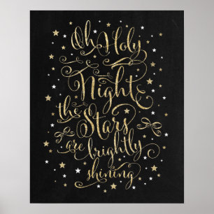 Christmas Holiday Wall Art Faux Gold Calligraphy