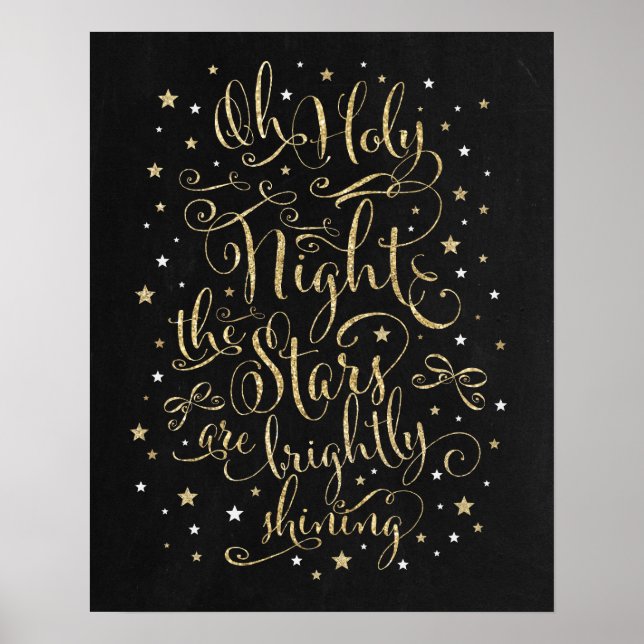 Christmas Holiday Wall Art Faux Gold Calligraphy (Front)