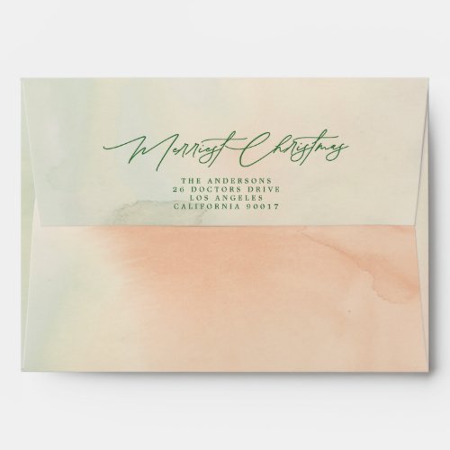 Christmas Holiday Watercolor Botanical Ombre Envelope
