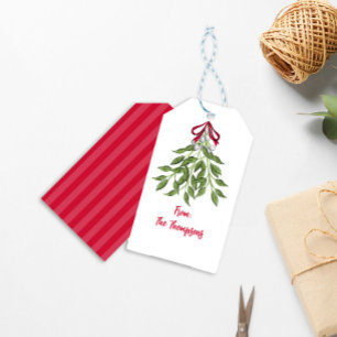 Christmas Holiday Watercolor Merry Mistletoe Cute Gift Tags