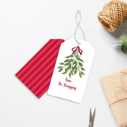 Christmas Holiday Watercolor Merry Mistletoe Cute Gift Tags