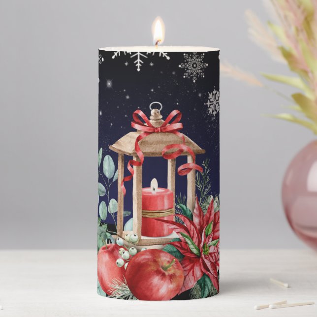 Christmas Holiday Wedding 3"x6" Pillar Candle (In Situ)