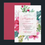 Christmas Holiday Wedding Brunch | Bright Floral Invitation<br><div class="desc">This stylish and elegant Christmas winter holiday wedding brunch invitation features a trendy watercolor floral bouquet on a crisp white background. A mix of poinsettia flowers, holly berries, and leaves are colored in festive shades of red, pink, green, blush, and blue with matching modern handwritten script. The back of the...</div>
