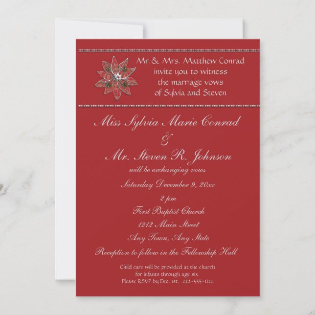 Christmas Holiday Wedding Invitation (Front)