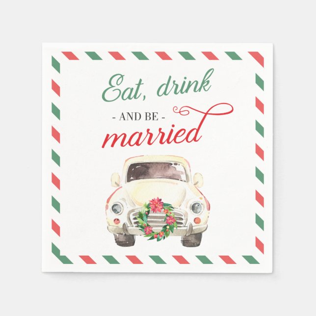 Christmas Holiday Wedding Party Cocktail Table Napkins (Front)