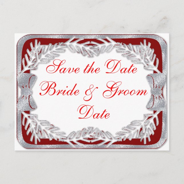 Christmas Holiday Wedding Save the Date Postcards (Front)