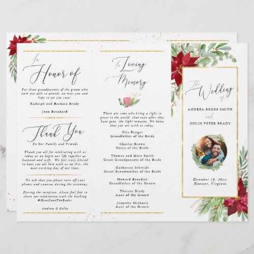 Christmas Holiday Wedding Three_Panel Program