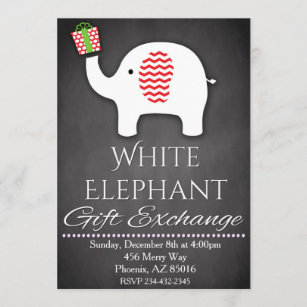 Christmas Holiday White Elephant Party Invitation