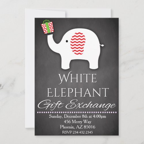 Christmas Holiday White Elephant Party Invitation