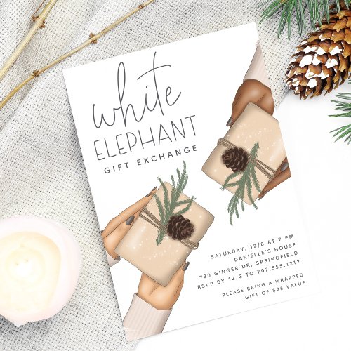 Christmas Holiday White Elephant Party Invitation