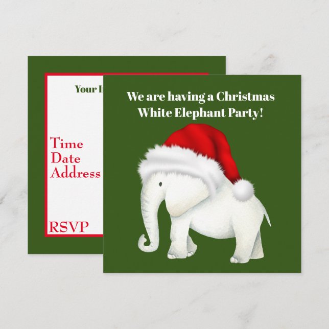 Christmas Holiday white elephant party invitation (Front/Back)