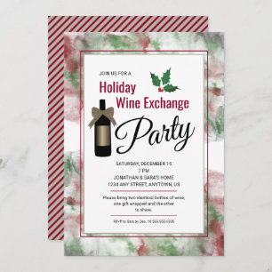 Christmas Holiday Wine Exchange Party Invite