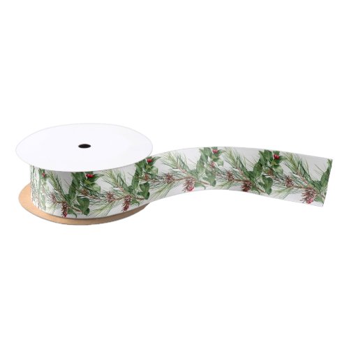 Christmas Holiday Winter Botanical Greenery Satin Ribbon