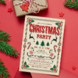Christmas Holiday Winter Party Invitation<br><div class="desc">Christmas Holiday Winter Party Candy Cane Tree Deer Typography Vintage Invitation</div>