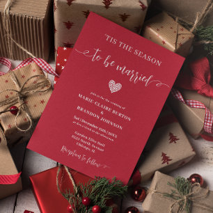 Christmas Holiday Winter Red Flat Wedding Invitation