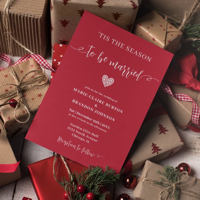 Christmas Holiday Winter Red Flat Wedding Invitation (Creator Uploaded)