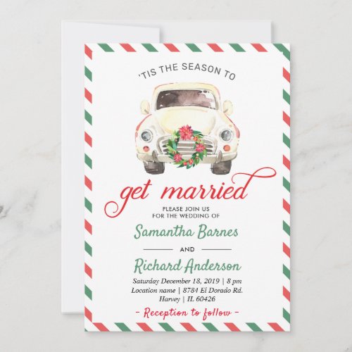 Christmas Holiday Winter Red Green Travel Wedding Invitation