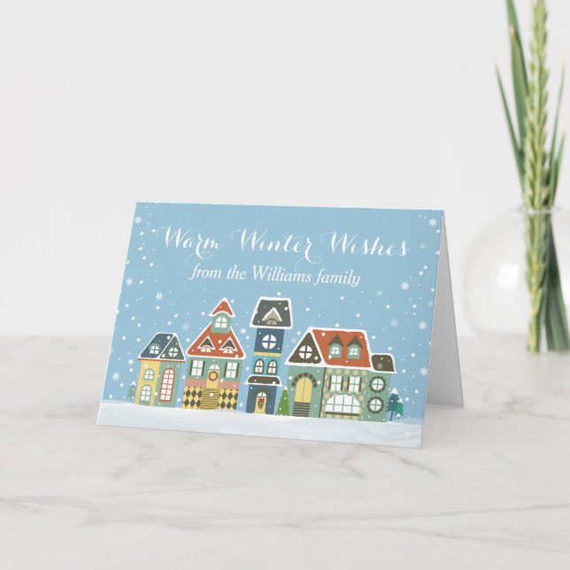 Christmas Holiday Winter Snow Village Homes Card (Front)