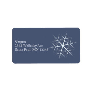 Christmas Holiday Winter Snowflake Navy Blue Label