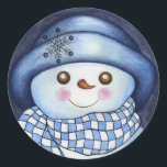 Christmas Holiday Winter Snowman Sticker<br><div class="desc">A cute snowman with a snowflake on his hat decorates this sticker. Use these stickers for Christmas,  holidays,  winter,  as envelope seals,  on Christmas cards,  packages,  gifts,  gift bags,  scrapbooks,  scrapbooking,  etc... .The design is from an original illustration.</div>