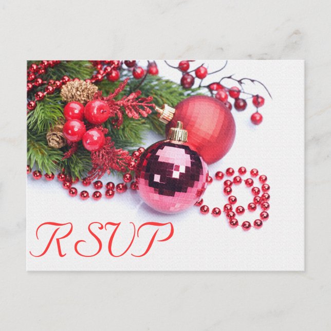 Christmas Holiday Winter Wedding RSVP Postcard (Front)