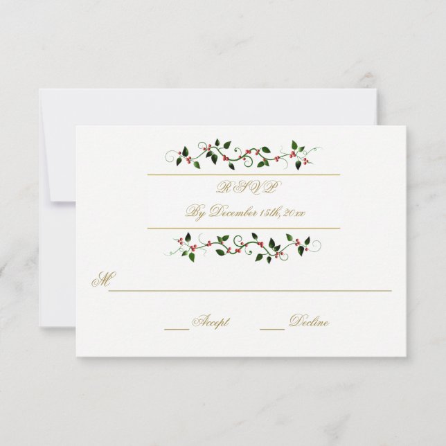 Christmas Holiday Winter Wedding RSVP Response (Front)