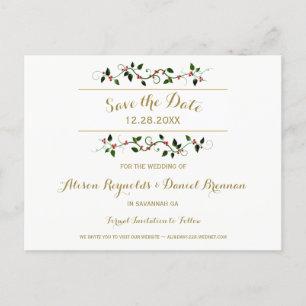 Christmas Holiday Winter Wedding Save the Date Announcement Postcard