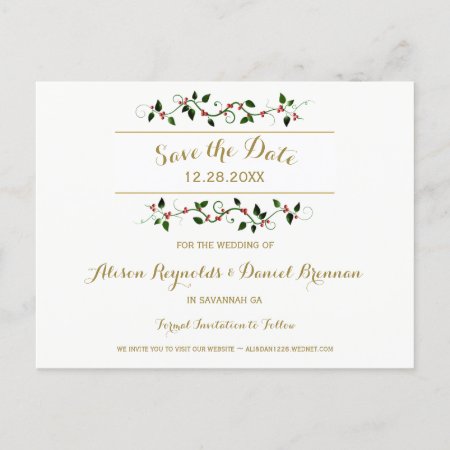 Christmas Holiday Winter Wedding Save The Date Announcement Postcard