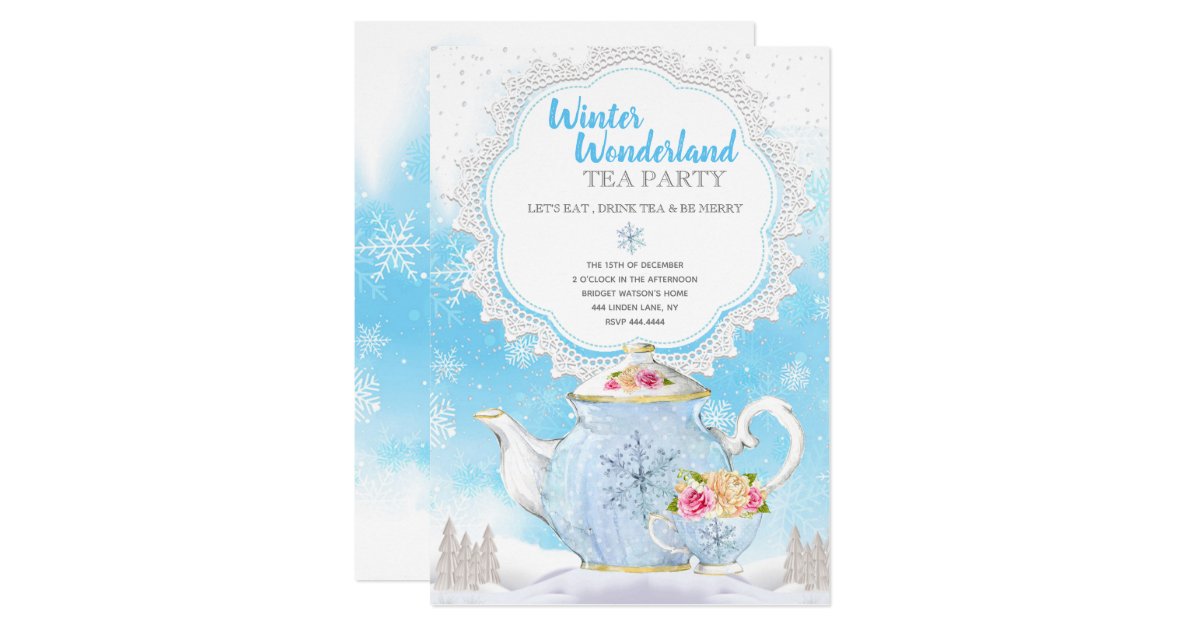 Christmas Holiday Winter Wonderland Tea Party Invitation Zazzle