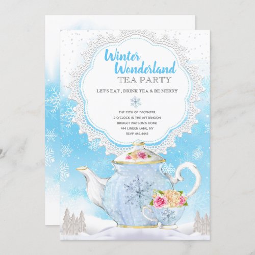 Christmas Holiday Winter Wonderland Tea Party Invitation